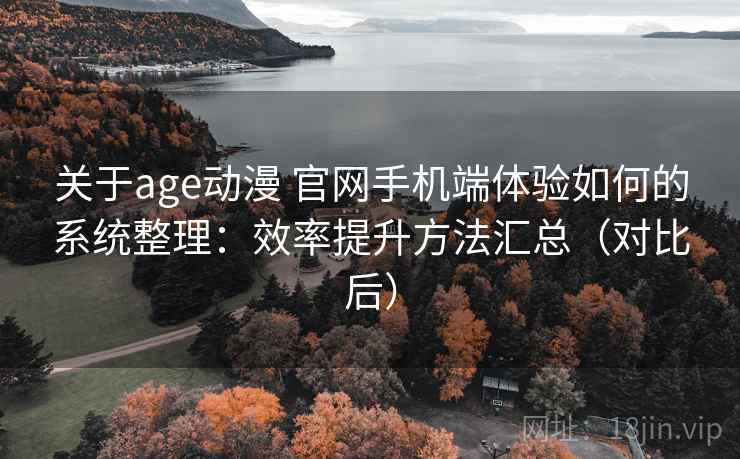 关于age动漫 官网手机端体验如何的系统整理：效率提升方法汇总（对比后）
